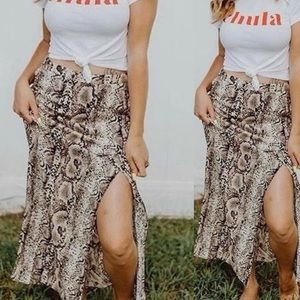 Wild Fable snake print midi skirt high slit